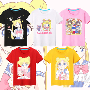 日系可爱美少女战士Sailor Moon母女闺蜜亲子装女童短袖t恤衫衣服