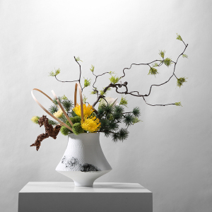 新中式干支仿真松枝花艺小脚禅意陶瓷玄关花架茶几茶室客厅摆件