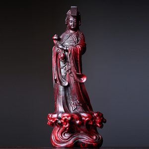 海神妈祖印度小叶紫檀木雕刻纯手工红木佛像摆件收藏精工艺品8195