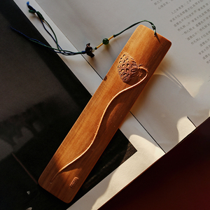 莲蓬印度老山檀香木书签古典中国风红木檀木雕刻刻字定制礼物2016