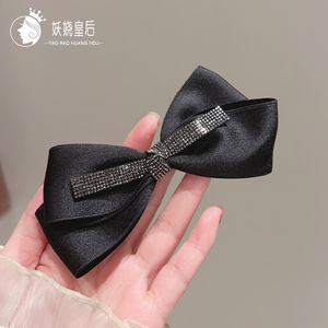 韩国织带水钻蝴蝶结弹簧夹发夹女气质后脑勺半扎发横夹钢夹发卡