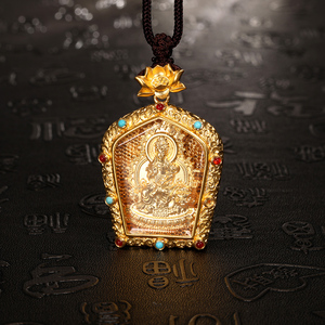 雅俪珠宝古法黄金文殊菩萨吊坠999足金生肖兔本命佛挂坠配绳项链