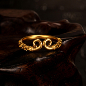 雅俪珠宝古法黄金戒指足金金箍棒戒指黄金紧箍咒指环活口情侣对戒