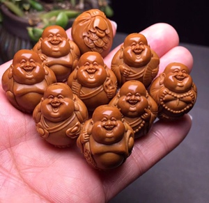 橄榄核手串雕刻铁核短圆精工八大弥勒佛手串手链橄榄胡