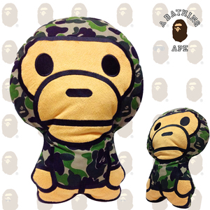 日本潮牌日系bape milo 安逸猿卡通抱枕可爱公仔猩猩玩偶摆设车垫