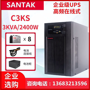 山特UPS在线式C3KS不间断电源3KVA/2400W电脑服务器稳压备用电源