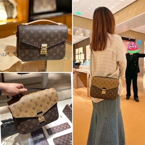 lv/路易威登女包metis经典老花拼色邮差包手提包单肩斜挎包m44875