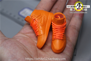 1/6模型 空心 骚橙色aj滑板鞋篮球鞋12寸潮流兵人偶ht dam ss通用