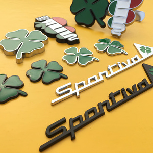 汽车四叶草潮牌枫叶金属车贴尾标装饰贴中网改装车贴车身贴金属贴