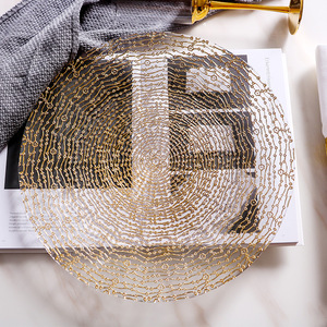 欧美玻璃星空盘项链圆盘创意金色圆形雪花盘子可爱托盘高级感餐盘