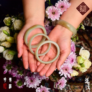 【婆罗花】新疆和田玉籽料白玉手镯原籽原皮贵妃镯店庆特价福利镯