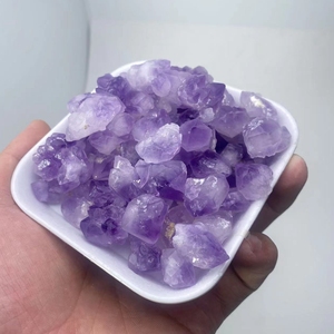 天然紫水晶碎石水晶牙原石乌拉圭紫晶簇消磁鱼缸diy装饰摆件