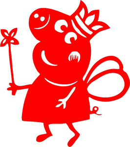 fd04传统新款剪纸小猪佩奇剪纸窗花中国风特色幼儿园剪纸红色成品