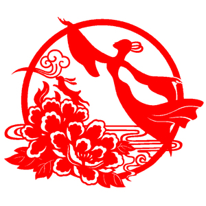 e592中秋嫦娥玉兔花好月圆宣纸毛毡植绒中国风镂空刻纸剪纸成品