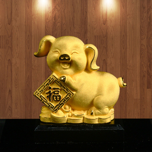 00简酷家具旗舰店天猫绒沙金招财富贵猪摆件创意储蓄罐可存钱金猪