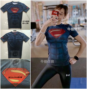 ua 安德玛男女腹肌超人钢铁之躯速干弹力压缩紧身衣运动短袖