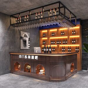 欧式复古工业风收银台吧台酒吧转角柜台店铺弧形台球厅饭店餐饮店