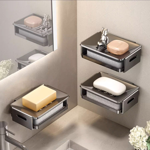 枪灰色浴室肥皂盒创意一体太空铝免打孔香皂碟卫生间置物架壁挂式