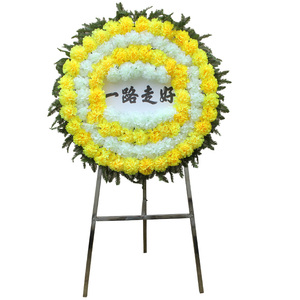 仿真花菊花圈直径1米大花圈清明花假花圈殡葬装饰花绢花圈布料花