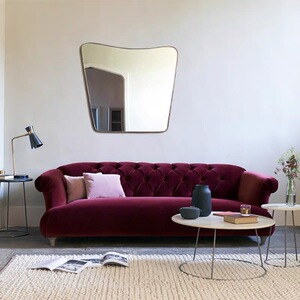 法式复古紫红色丝绒沙发设计师客厅美式简约拉扣布艺轻奢三人组合