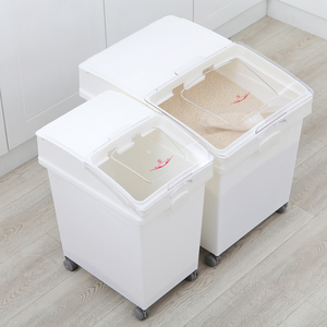 双剑家用厨房50斤装米桶塑料防虫开盖移动储米箱面粉桶米缸加厚大