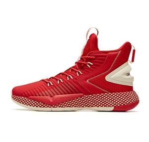 安踏汤普森篮球鞋男秋冬款 kt5外场 要疯5代三代大红色高帮篮球鞋