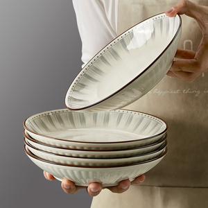 日式盘子菜盘家用陶瓷碗碟2024新款网红餐具高级感餐盘菜碟子深盘