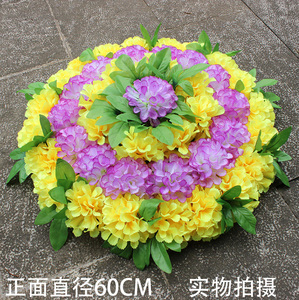 绢花清明花便宜扫墓花仿真菊花圈厂家批发祭祀装饰花塑料花大花圈