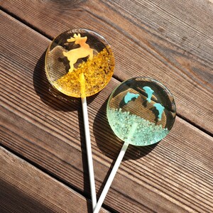 糯米纸diy手工制作波板糖星空棒棒糖装饰图案威化纸海豚金鹿纸棒