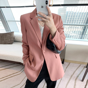 小西装外套女2020秋季新款韩版英伦风修身气质豆沙粉色小西服上衣