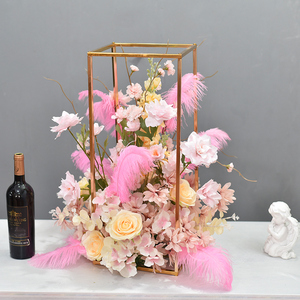 婚庆道具创意几何羽毛桌花酒店ktv摆台花桌面装饰花艺仿真花摆件