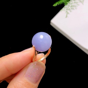 h108玉渡缘2022新品珠宝a货翡翠冰种紫罗兰珠子戒指带证书0730