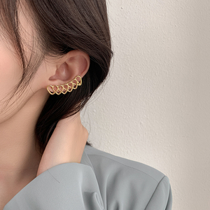 单只左耳镂空爱心耳钉高级感气质小众复古耳环女夏设计感个性耳饰