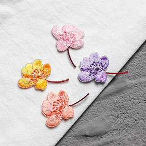 小海棠花绣花补丁中国风装饰布贴小号衣服小瑕疵修补热熔胶可熨烫