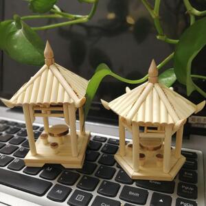 竹艺品 纯手工小凉亭模型摆件 凉亭造景 diy手工作业竹筷凉亭