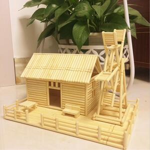 竹艺工艺品一次性筷子房子模型 纯手工制作diy小院 摆件 生日礼品