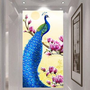 玄关背景墙纸壁画花