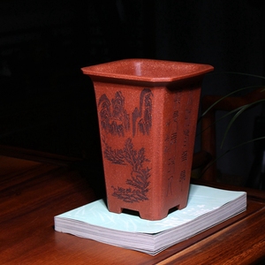 名家收藏应小青手工精品紫砂花盆四方形签筒兰花专用盆景盆栽春兰
