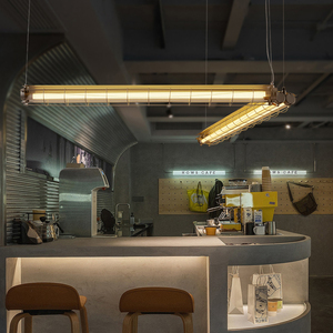 美式复古长条餐厅灯设计师工业风咖啡厅吧台灯创意个性办公室吊灯