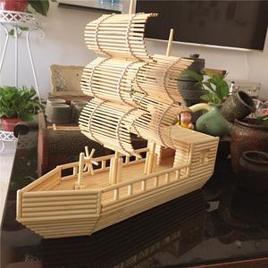 方便筷子制作手工帆船图片