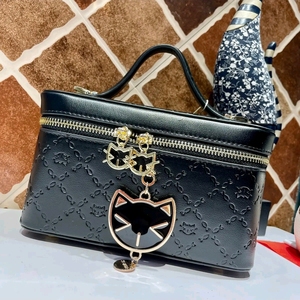 cream bear三猫时袋包包纯黑色猫咪包大容量女包单肩斜挎手提包