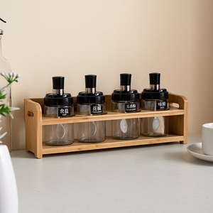 厨房用品油瓶架调料置物架收纳调味盒套装储物柜创意多层竹木架子