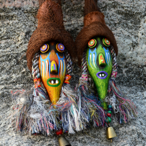 七页纳西云南手工木雕东巴彩绘面具脸谱少数民族吞口家居酒吧装饰