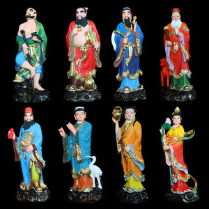 八仙神像16寸吕洞宾铁拐李何仙姑张果老曹国舅八仙过海树脂佛像