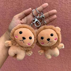 可爱害羞狮子钥匙环包包衣服挂饰网红卡通毛绒玩具森林动物挂件