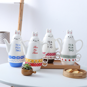 日式卡通兔壶一壶两杯陶瓷砂糖兔子茶具双人花茶壶茶杯下午水果茶