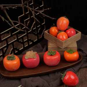 仿真柿子模型假水果摆件红灯笼橱窗拍照摄影道具水果店装饰客厅