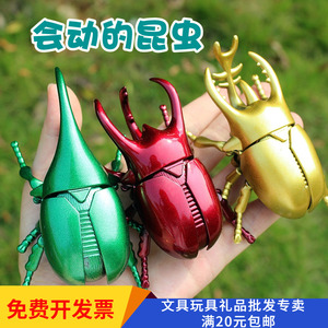 上链发条独角仙玩具大号昆虫甲虫模型创意儿童礼物小学奖励道具