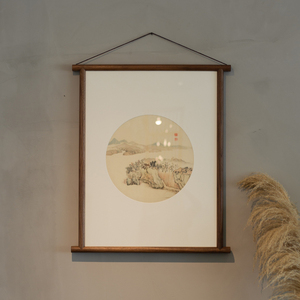 禅意中式画黑胡桃木装饰画简约挂轴画实木原创新玄关客厅墙壁挂画