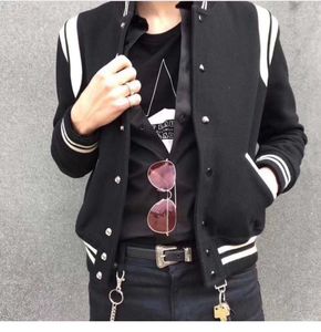 经典 欧洲站slp风格棒球服男女gd同款黑白羊毛夹克外套学生网红